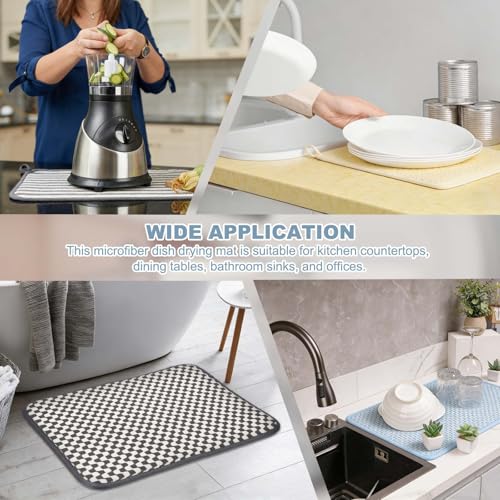 Tapete de secado de platos de microfibra rosa, alfombrilla absorbente cocina 7