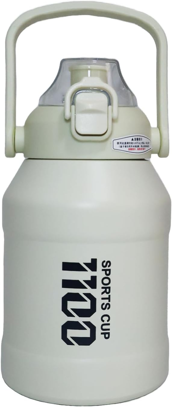37oz Insulation Stainless Steel Water Bottle, BPA Free Leakproof Travel Thermo Mug, Sports Water Jug, with Straw Leak Resistant Flip & Handle, for Travel, School, Sports
