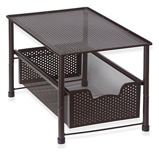 Simple Houseware Stackable Under Sink Cabinet Sliding Basket Organizer Drawer, Bronze