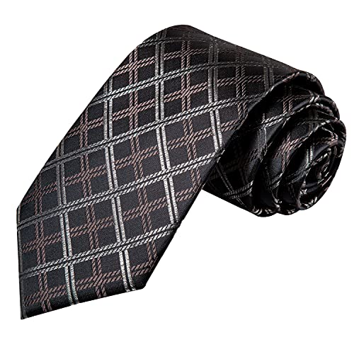 Image of Hi-Tie Men Ties Sets Silk Stripe Paisley Necktie Pocket Square Cufflinks for Business Wedding