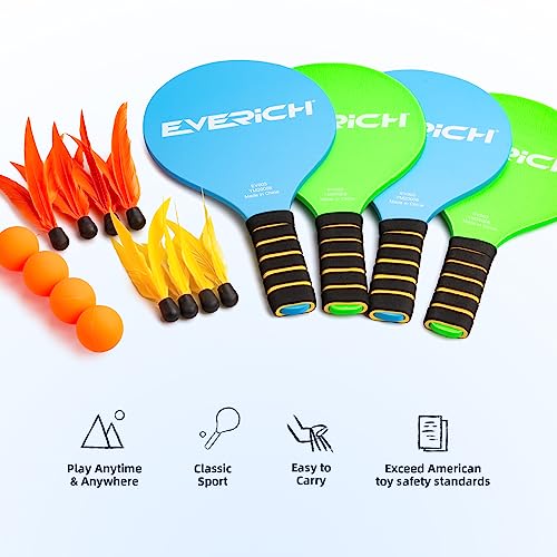image for EVERICH TOY Beach Paddle Ball for Kids & Adults, Wooden Racket Paddle 
