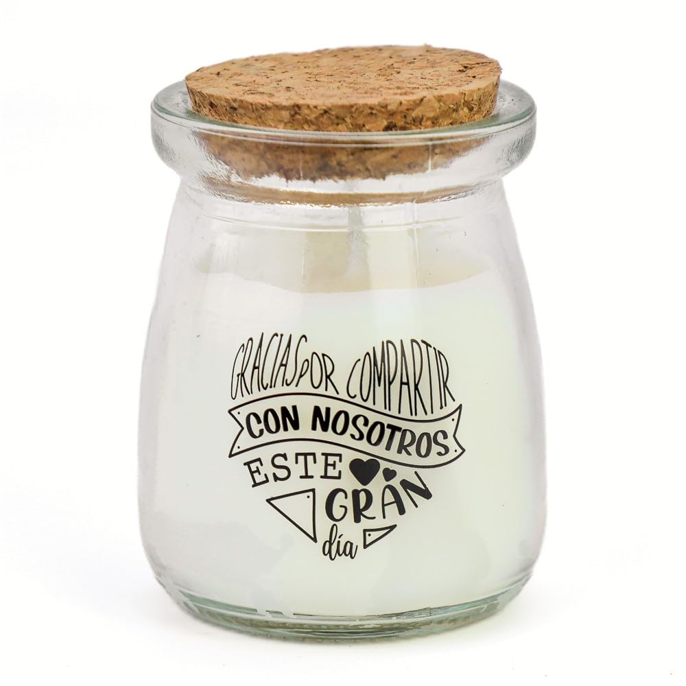 Pack de 6 a 30 uds, Velas aromáticas, Velas de cera de soja, tapa de corcho, mensajes de agradecimiento, 7,5 x 5,5 cm, detalles para boda, Regalantes (30, Compartir)