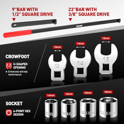 DNA MOTORING 9-Piece Serpentine Belt Tool Set
