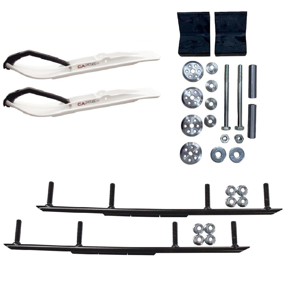 C&A Pro White XT Snowmobile Skis w/ 4