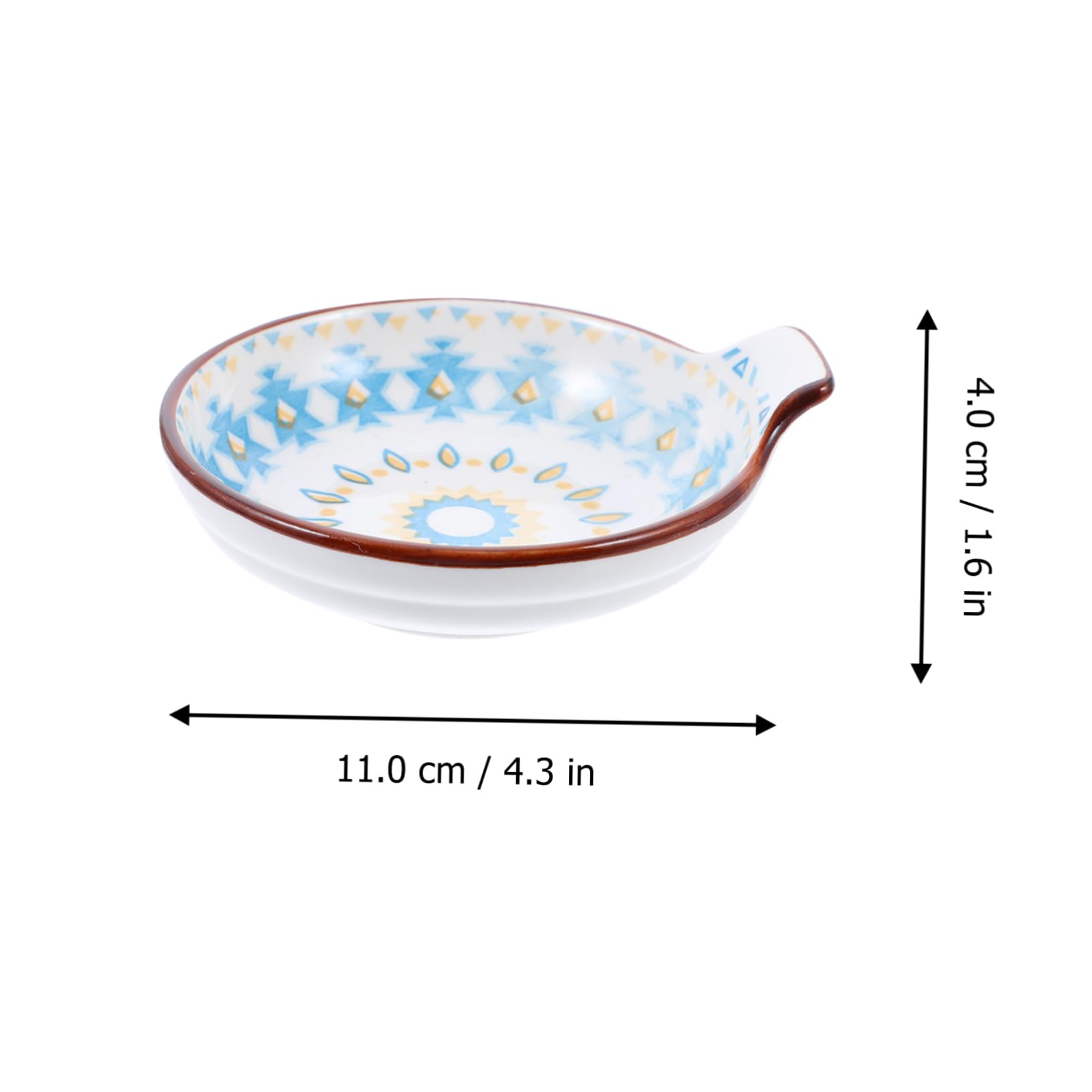 Unomor 4Pcs Ceramic Sauce Plates with Handle Elegant Seasoning Dishes for Dipping Condiments Sauces Modern Kitchen Supplies Design for Appetizers