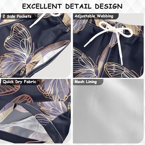 OREZI Boys Swim Trunk Decorative Purple Butterflies Bathing Suit for Kids3