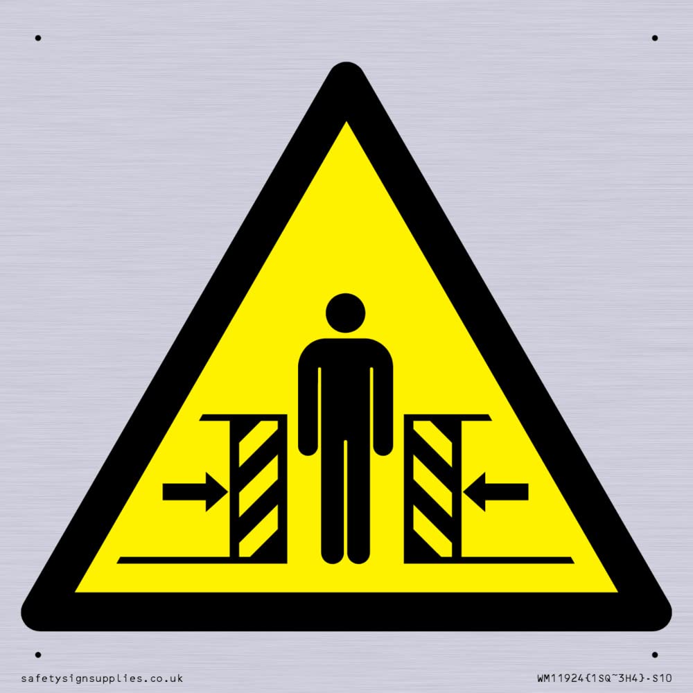 W019 Warning: Crushing Sign - 100x100mm - S10
