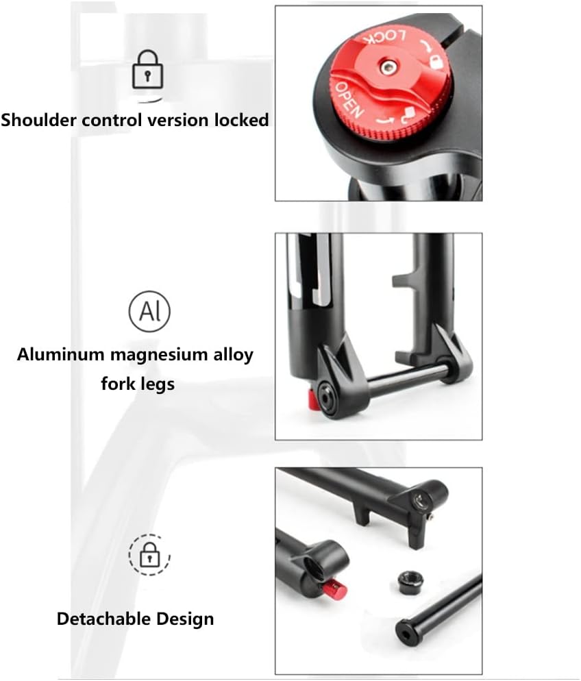 Bicycles Forks Mountain Bike Suspension Fork 27.5 29 Inch Thru Axle 100×15mm Bicycles Air Suspension Fork Travel 140mm Rebound Adjust 1-1/8" 28.6mm Straight Tube Disc Brake Manual Lockout