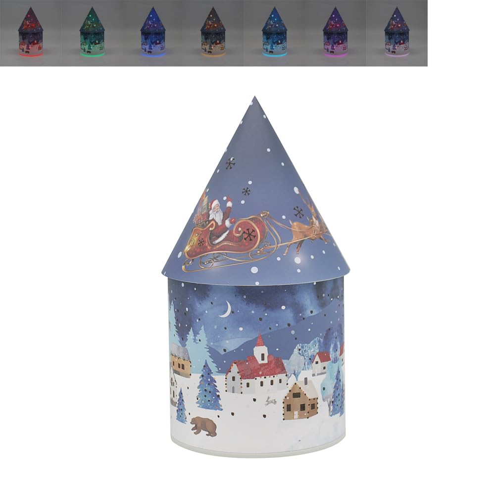 The Leonardo Collection Eve Santa Christmas Led House For Festive Holiday Decor | Light-Up Ornament With Santa Claus And Warm Led Glow | Cozy Indoor Decoration For Mantels & Tables | Gift For Christmas Celebrations