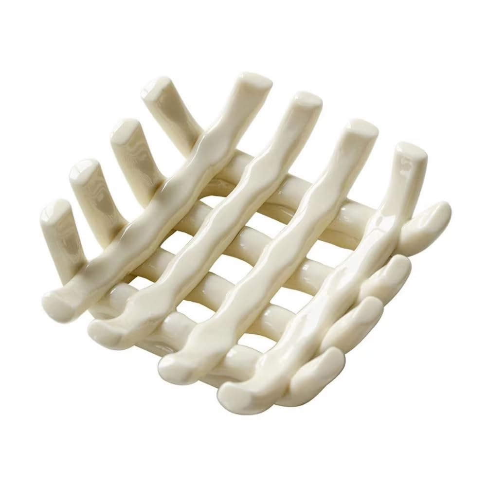 Osmond Ceramic Soap Holder for Bathroom, Stylish Self-Draining Dish with Hollow Design, Ideal for Shower and Bathroom Use A