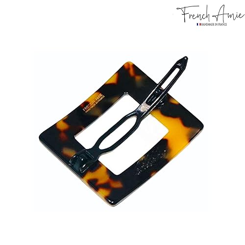 French Amie Squared Tokyo - Pasador de pelo pequeño hecho a mano, acetato de celuloide, sin metal, para mujer