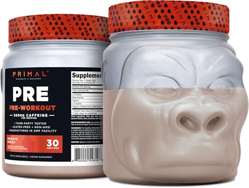 Image of Primal Pre-Workout Powder (Primate Punch) 30 Servings, Gluten Free | GMO-Free, 300mg Caffeine Per Serving