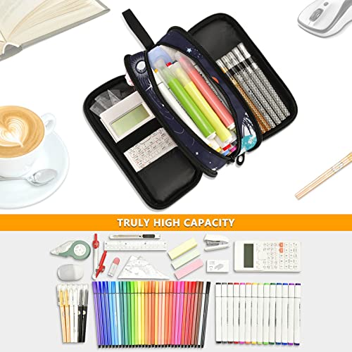 Image of Space Planets Large Capacity Pencil Case Pencil Pouch Pen Box | 3 Compartment Large Storage Pencil Bag for Adults School Office Teen Girl Boy Men Women