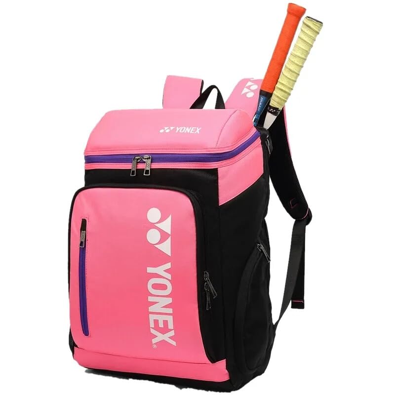 YONEX Quality Large Capacity Sports Backpack, Multi-Compartment Racket Bag for Badminton and Tennis, Separate Shoe Compartment. (Pink Black)