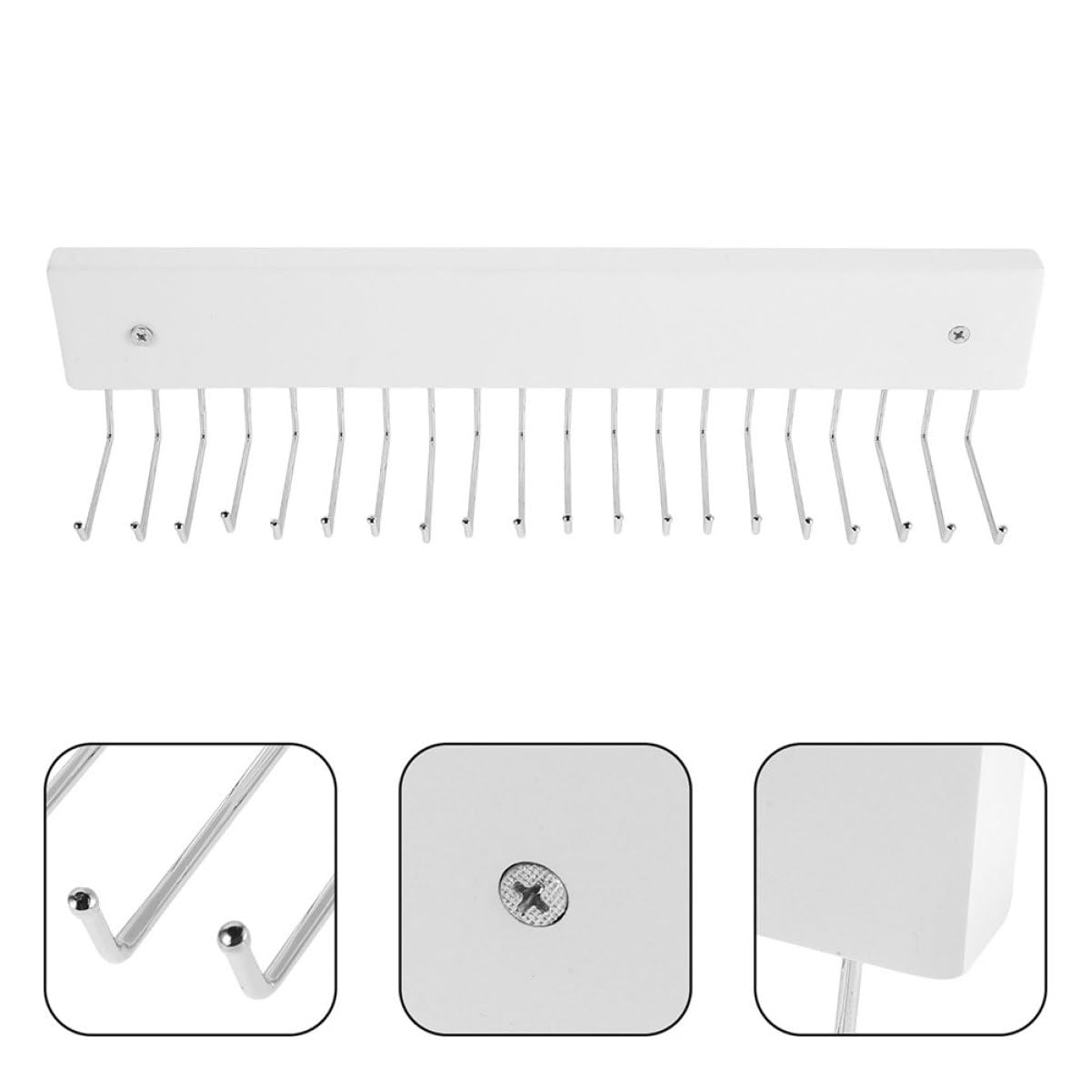 Toyvian Organizador de Cinturones y Corbatas de Pared Rotativo de Madera y Hierro Blanco, Perchero Elegante para Armario u Oficina, Juego de 2 Piezas