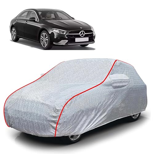 Image of Sulfar 100% Waterproof Car Body Cover Compatible with Mirror for Mercedes Benz AClass (Triple Stitched, Full Bottom Elastic, Magic Silver with Red Piping)