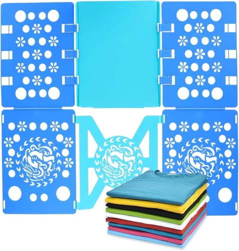 KHIRY Doblador de Ropa Plegable de Plástico, Tabla para Doblar Prendas, Placa de Ayuda, Plegar Camisetas, Jerséis(Azul)
