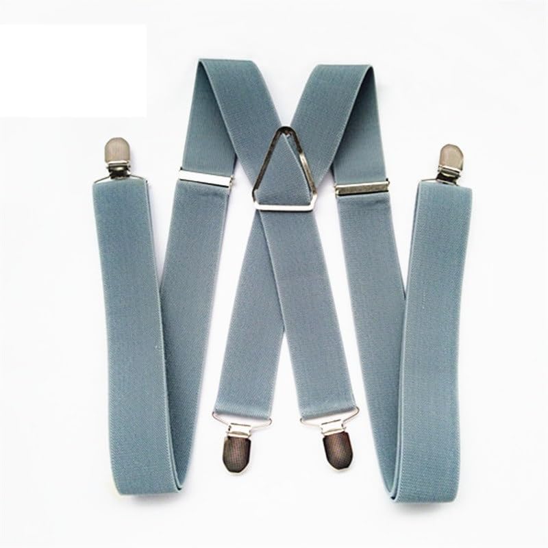 Tirantes Hombres Suspender 55 Pulgadas Correa Elástica Ajustable X Back Pantalones Suspender Mujeres Niñas Clips en Tirantes Gris Claro (Color : Light Gray-XXL)