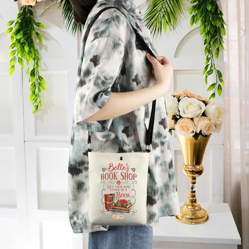 WCGXKO Princess Inspired Bookworm Gift Get Your Nose Stuck In A Book Canvas Crossbody Bag4