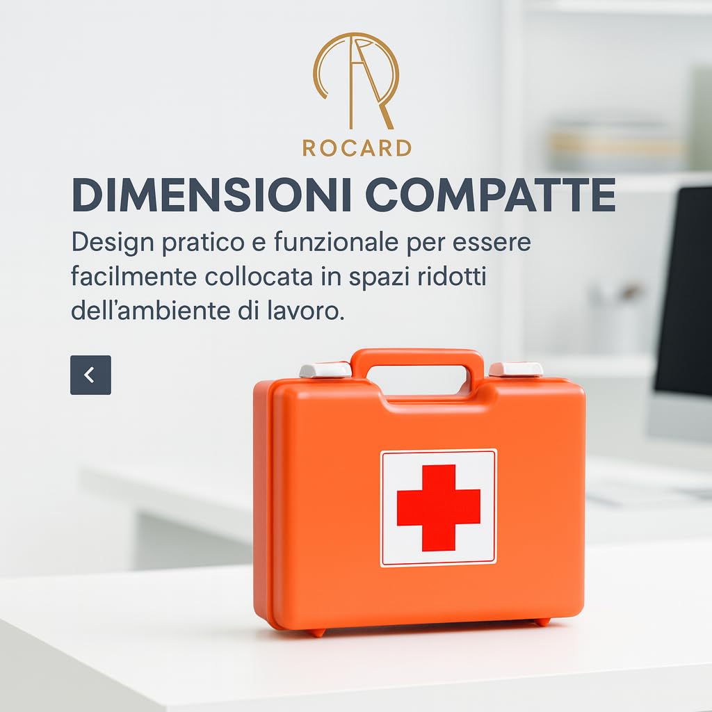 Rocard® | Cassetta medica di pronto soccorso | Con ALLEGATO 2 | per aziende o unità produttive con meno di 3 dipendenti | Conforme DM388/DL81 | Made in Italy