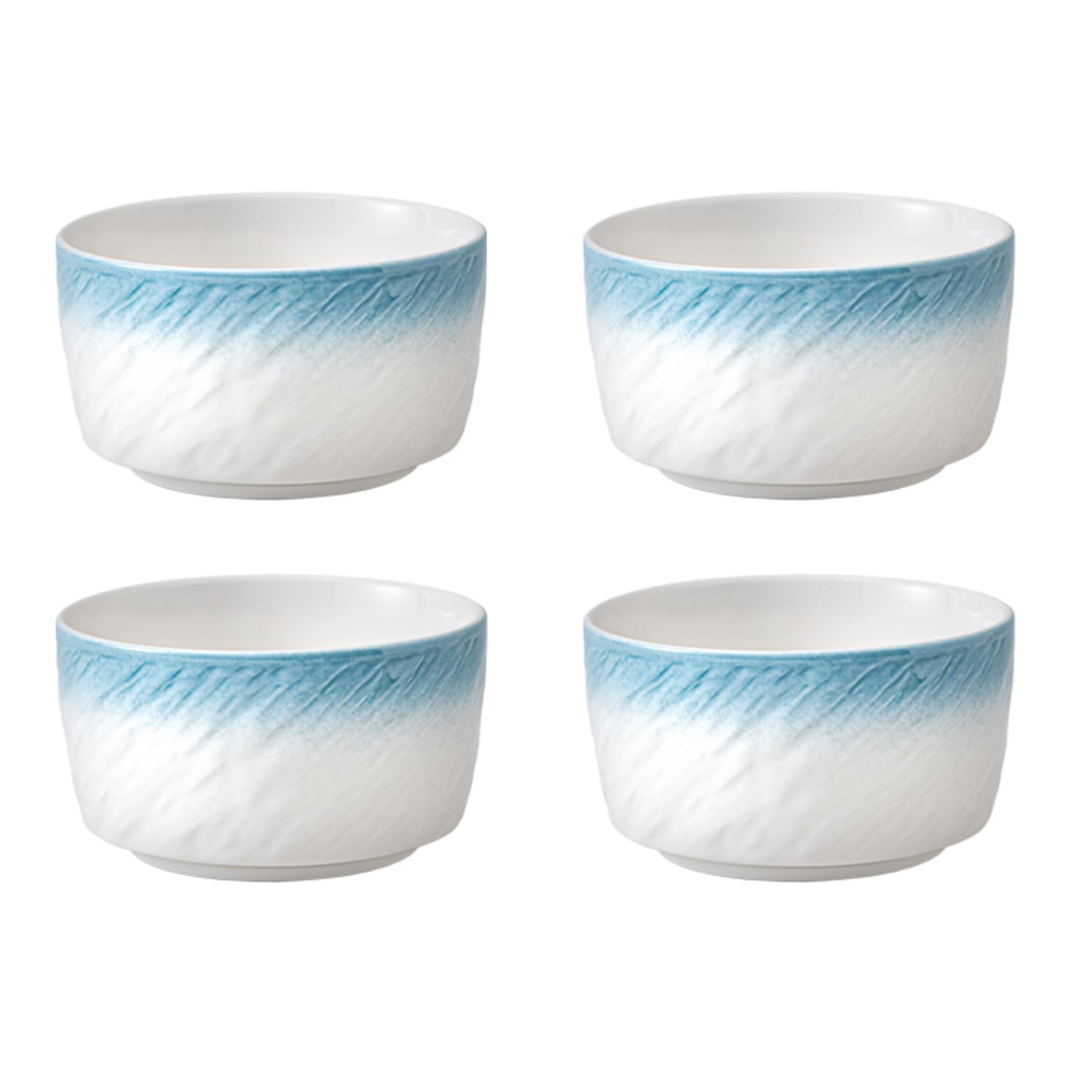 YTSMZX Large Soup Bowls Set of 4 Ceramic Bowls for Kitchen Deep Bowls for Cereal Salad Fruits Noodle Dishwasher Microwave Safe Easy Clean,450ml,Blue