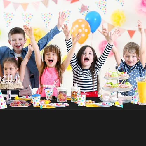 Image of Mulbozy 4 Pcs Black Plastic Tablecloth Disposable, 54 x108 Inch