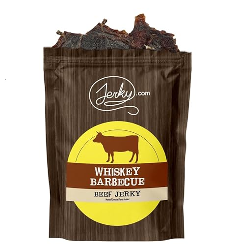 Jerky.com All Natural Whiskey Barbecue Beef Jerky - No Added Preservatives, No MSG or Nitrates - Rich Whiskey-Infused BBQ Flavor, 100% Lean Beef (2.5 Ounce, Pack of 1)