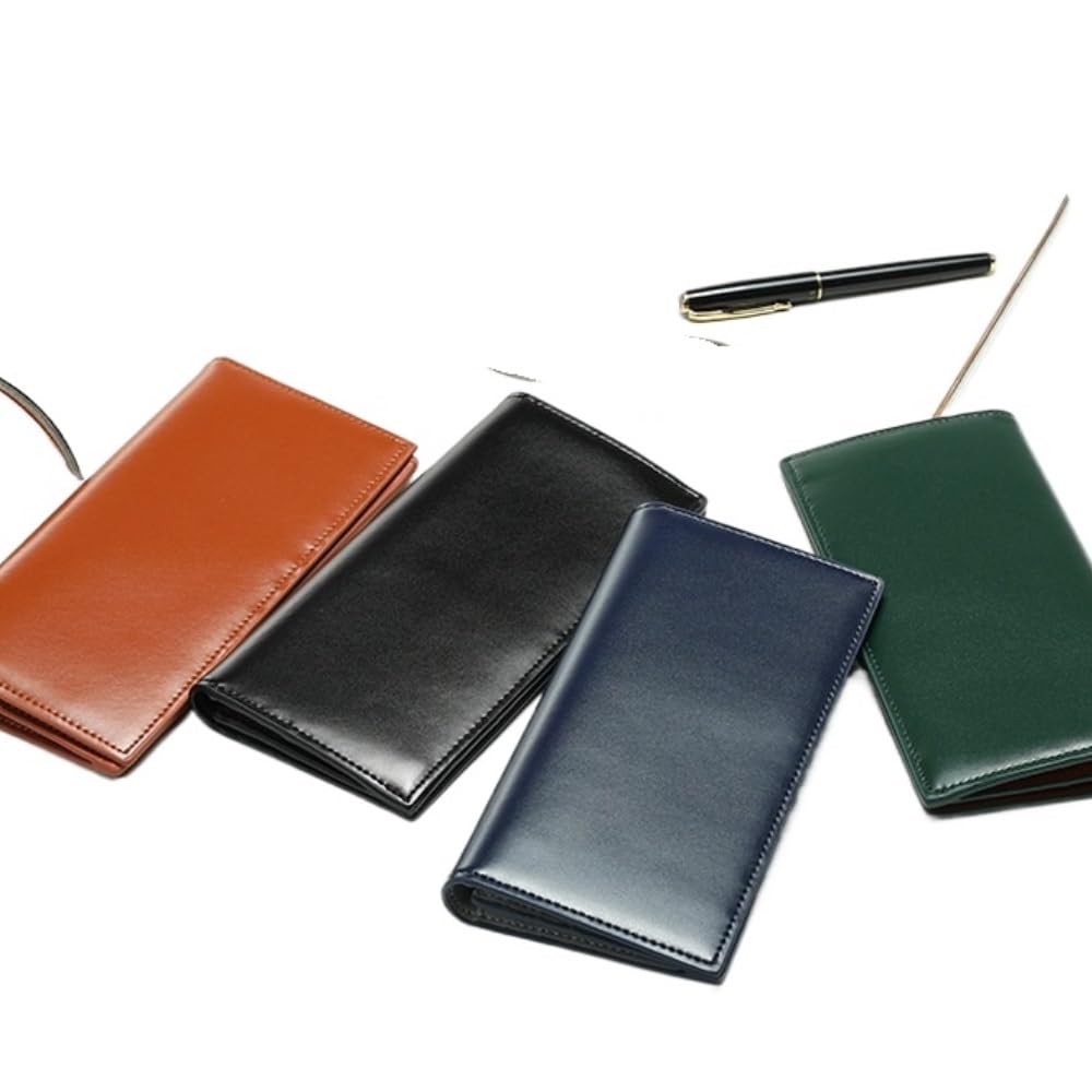 Portefeuille Long en Cuir véritable, Porte-Cartes Unisexe à 2 Volets