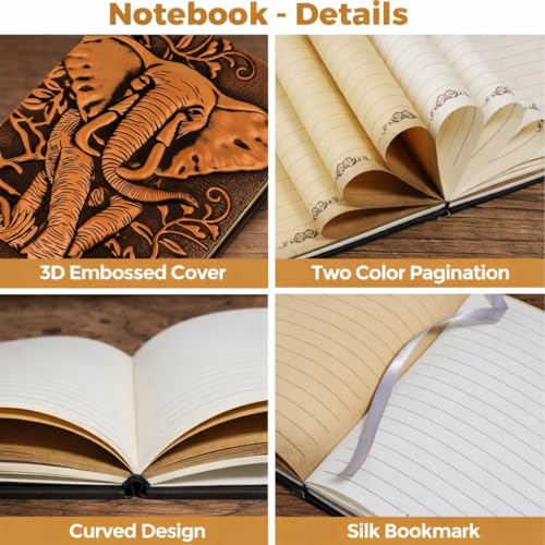 Image of Giftana 3D Elephant DND Vintage Notebook Diary for Men and Women, Antique Diary with 200 Pages | Premium Writing A5 Journal Leather Diaries, Travel Diary, Corporate Gift for Employees (Copper)