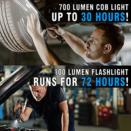 Dr. Prepare LED Work Light, 700 Lumens Foldable Rechargeable Work Light, 3200mAh Cordless Portable Magnetic COB LED Inspection Light for Car Repair, Home, Garage, Emergency