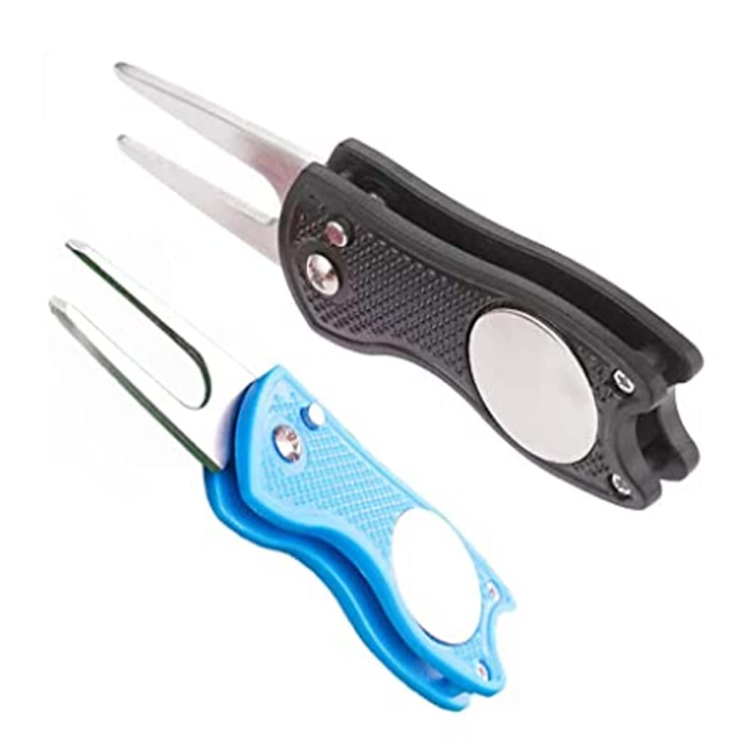 Haihaz Forcelle da Golf Strumento di Riparazione Marcatore 2 Pezzi Blu e Nero