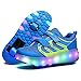 HANHJ LED Clignotant Roller Skate Skate Chaussures Double Roue Skateboard Shoe Rétractables Rouleaux Chaussures Casual Sneakers pour Garçons Fille,Blue-40