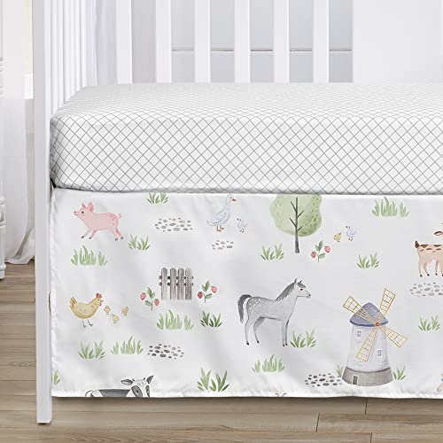 Image of Sweet Jojo Designs 4-Piece Baby Crib Bedding Set (Farm Animals) for Boys or Girls, Infants /Nursery incl. Blanket, Fitted Sheet, Skirt, Diaper Stacker (Chicken, Farmhouse, Barn, Sheep, Horse, Cow, Pig)