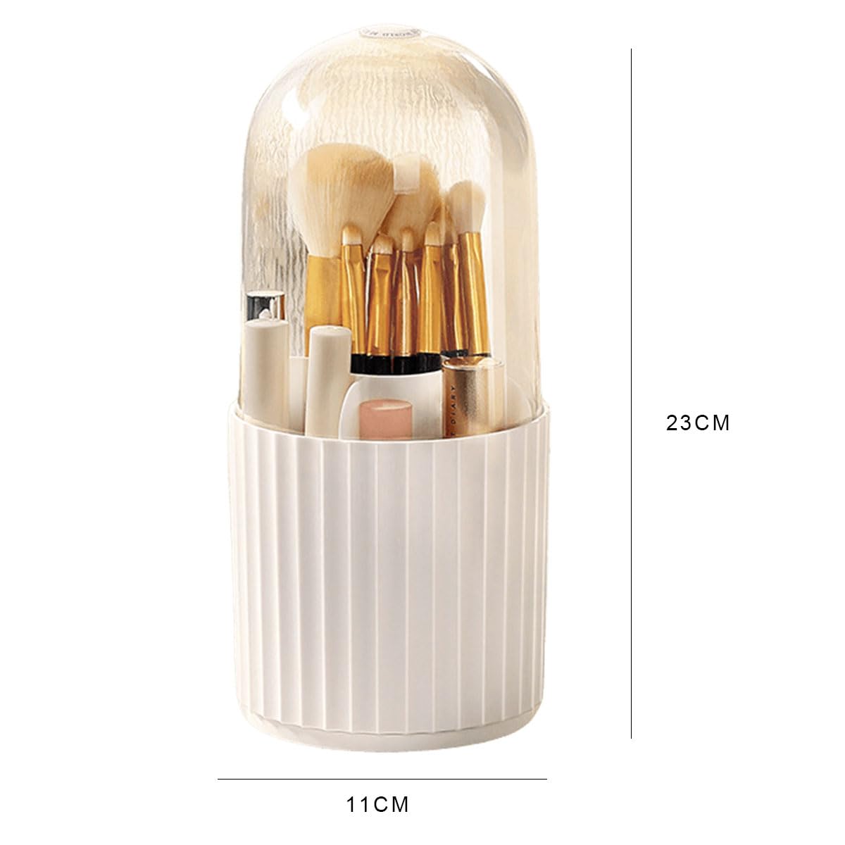 Terafeels Makeup Brush Holder with Lid 360° Spinning Make up Stand 5 Slot Brushes Cup and Pencil Pen Holder for Vanity Decor Bathroom Countertops Desk Storage Container Cosmetic Display Cases - Image 3