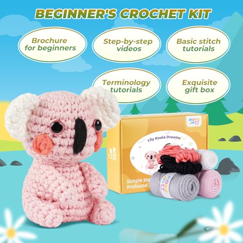 Image of MOREJMTT Crochet Kit for Beginners, Crochet Animal Kits,Crocheting Kit for Starters, Learn to Crochet with Step-by-Step Video Tutorials, Beginner Crochet Kit for Adults(2 Pack Koala)