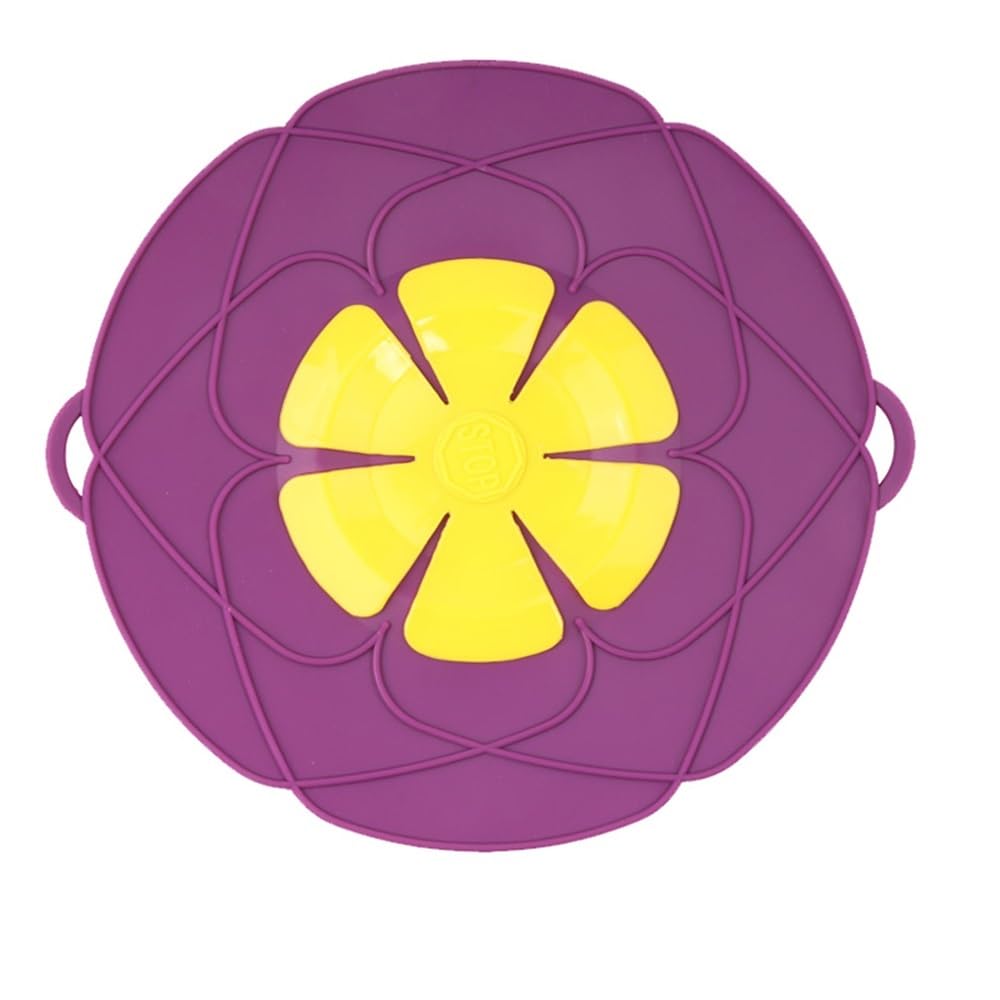 Shungong 2pcs Silicone Spill Stopper Lid - Flower Shape Cover For Pots And Pans - Kitchen Cooking Accessories(Purple)