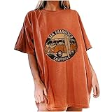 SobeiKre San Francisco - Vintage Oversized T-Shirt for Women Pullover Short Sleeve Shirt Drop Should