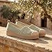 Imagen de GLAMORA Bailarinas Mujer Manoletinas Merceditas Slip On Lona Zapatos Planos Plataforma Baja Zapatillas Casual Cómodas Primavera Verano Puntera Crochet Estilo Esparto con Detalle Bordado green-39