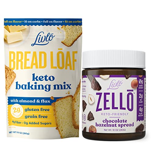 Livlo Keto Bread Mix & Zello Chocolate Hazelnut Spread | Low Carb & Gluten Free Baking Mix | Rich & Delicious Keto Snack And Dessert | No Added Sugar #TOP17