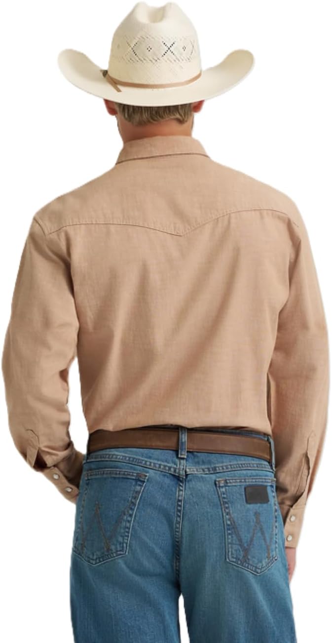Wrangler Men's Cody Johnson Brown Long Sleeve Snap Shirt