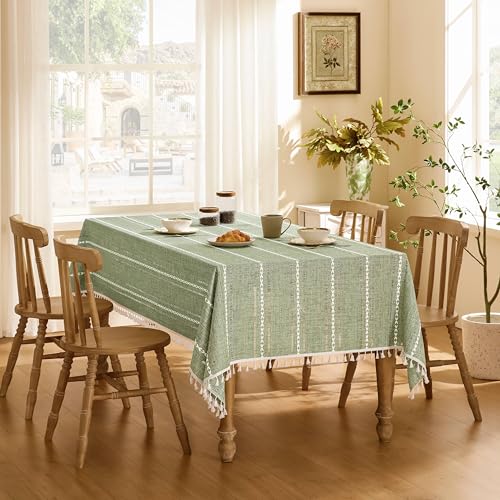Zeemart TABLECLOTH 60X84 Inch Sage Green, Heavy Weight Farmhouse Burlap Linen Sage Green Tablecloth thumb #1