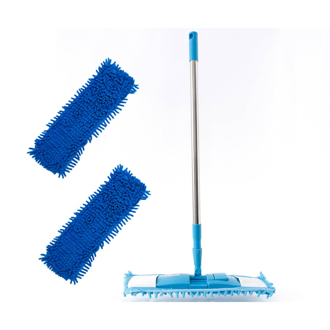 Kuber Industries Microfiber Wiper with 2 Additional Floor Cleaner Mop Refill for Floor Clearing | Hypoallergenic Chenille Microfiber Mop | Super Absorbent | Blue (B0C7RD1WTP) Amazon Price History, Amazon Price Tracker