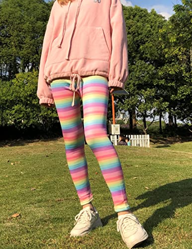 Kiench Girls' Fleece Leggings Winter Warm Thick Printing Kids Pants4