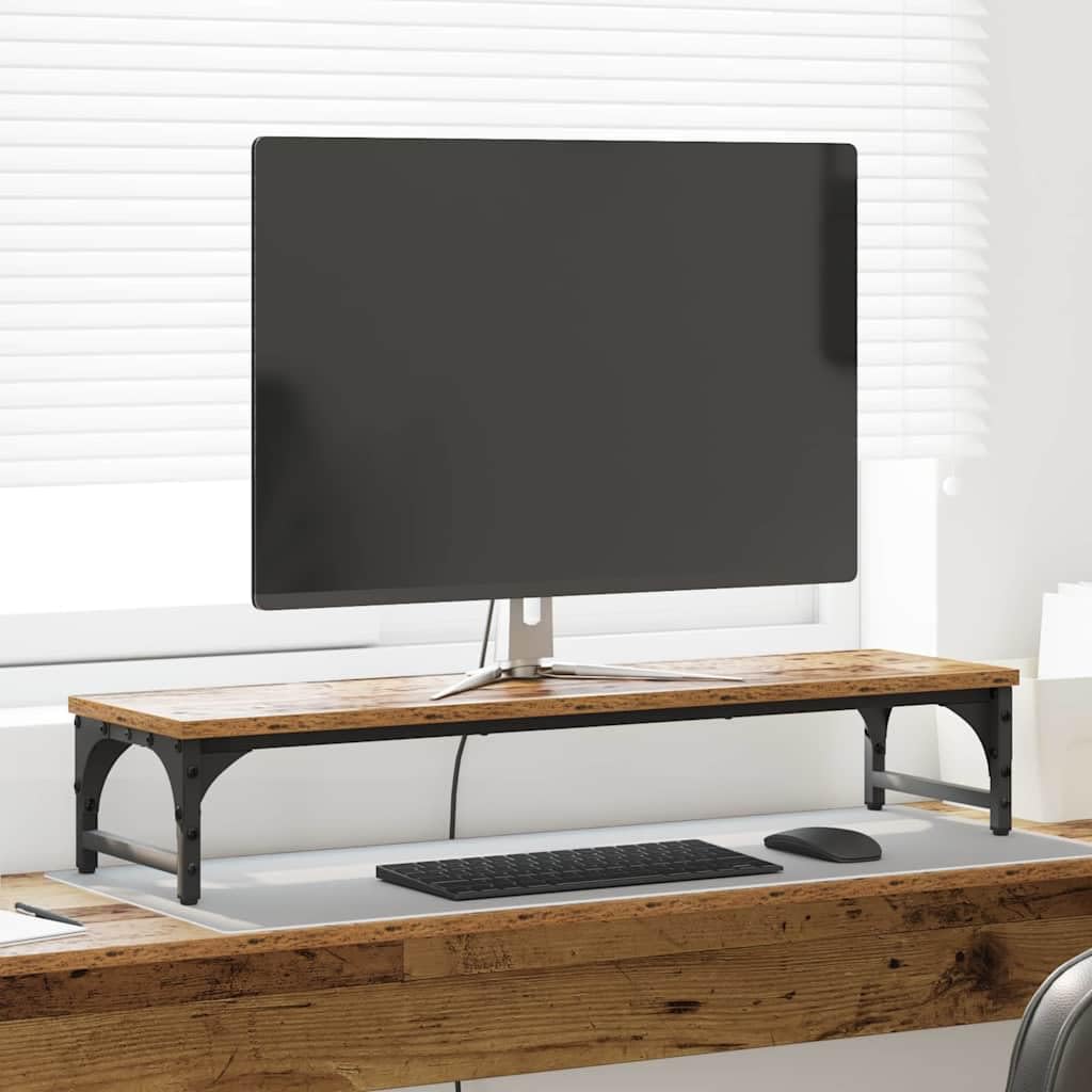 Supporto per monitor in legno anticato, 85 x 23 x 15,5 cm