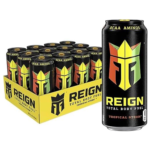 REIGN Total Body Fuel, Tropical Storm, Fitness & Performance Drink, 16 Fl Oz (Pack of 12)