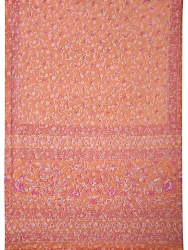 Image of Garden Vareli Summer Roganza Viscose Brasso Floral Print Saree with Unstitched Blouse Piece