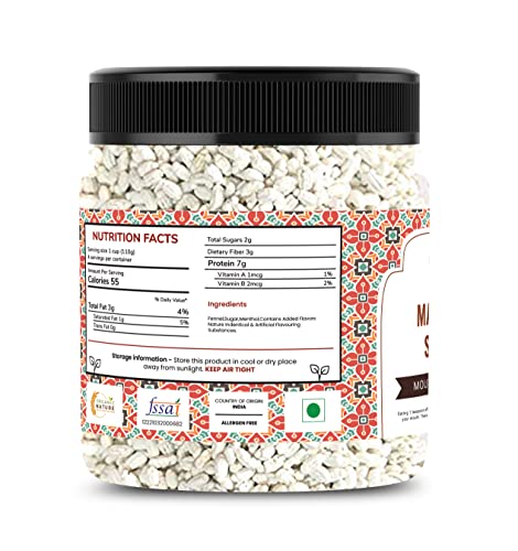 Image of Organic Nature Peppermint Fennel Seeds Madrasi saunf - White Saunf (Jar Pack) (300 Grams (Pack of 1 of 300 Grams))