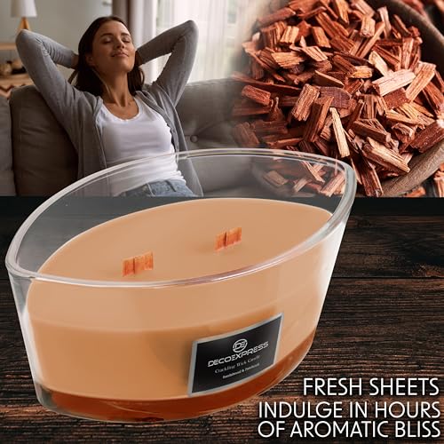 DECO EXPRESS Scented Candles, Double Wick Crackle Candles, Long 50 Hours Burn Time, Calming & Cosy Home Decor, Birthday - Image 3