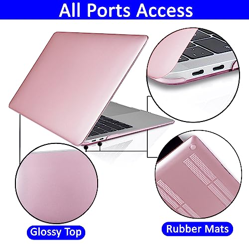 Image of Case Compatible with MacBook Air 13.6 inch 2025 2024 2023 2022 Release M4 A3240 M3 A3113 M2 A2681 Plastic Hard Shell Cover Case, Metallic Rose Gold