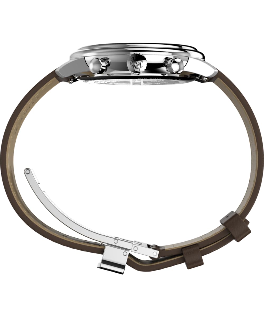 Timex Waterbury Metropolitan Chronograph Tw2Y23500 Zegarek Męski, 41 mm, Brązowy Skórzany Pasek, Kremowa Tarcza i Koperta ze Stali Nierdzewnej